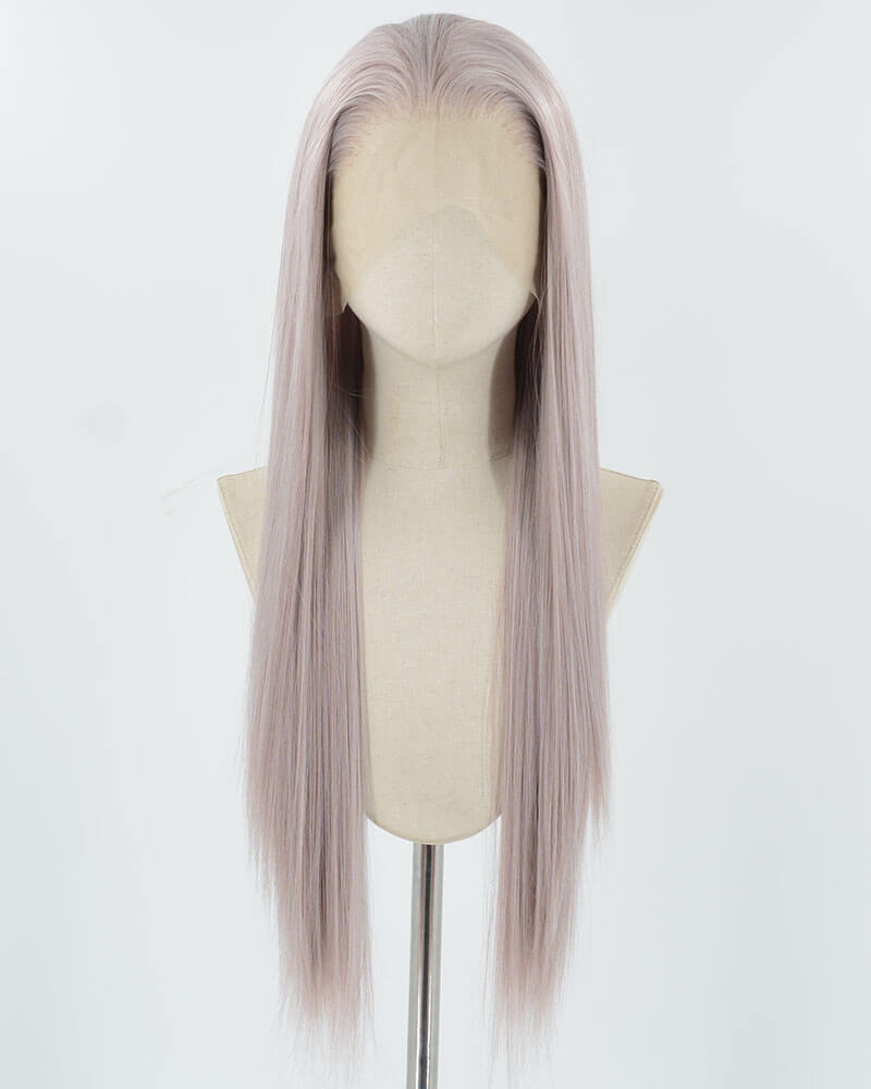 Pink Grey Synthetic Lace Front Wig WW869