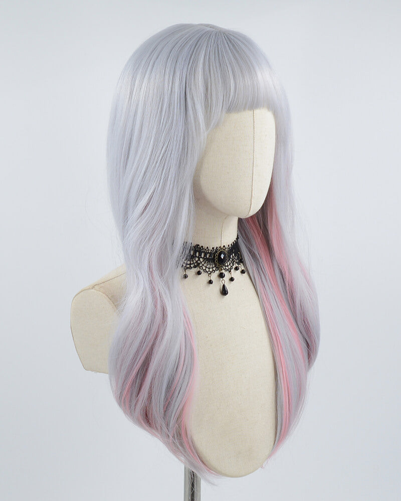 Grey Pink Synthetic Wig HW245