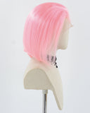 Pink Short Human Hair Wig HT012