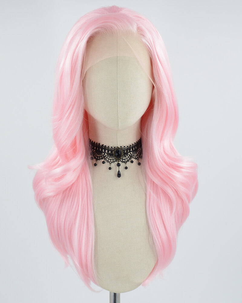 Pink Wavy Synthetic Lace Front Wig WW612