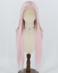 Pink Long Straight Synthetic Lace Front Wig WW1078