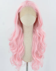 Pink Wavy Synthetic Lace Front Wig WT044