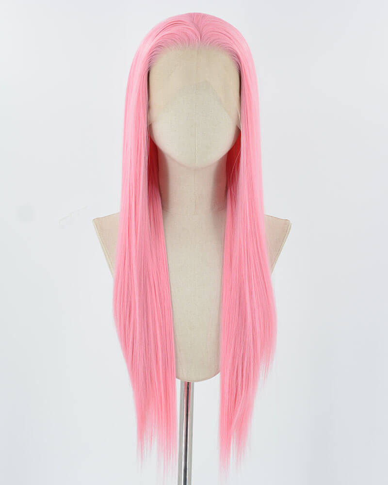 Pink Straight Synthetic Lace Front Wig WW863