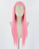 Pink Straight Synthetic Lace Front Wig WW863