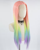 Rainbow Straight Synthetic Lace Front Wig WW664