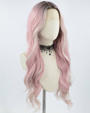 Ombre Pink Wavy Synthetic Lace Front Wig WW687