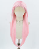 Pink Straight Synthetic Lace Front Wig WW1017