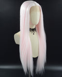 Light Pink Tinsel Synthetic Lace Front Wig WW682