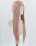 Pink Long Straight Synthetic Lace Front Wig WW990