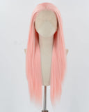 Long Pink Straight Synthetic Lace Front Wig WW478