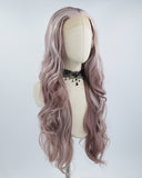 Dusty Pink Streaked Long Synthetic Lace Front Wig WW519