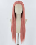 Pink Long Straight Synthetic Lace Front Wig WW1035
