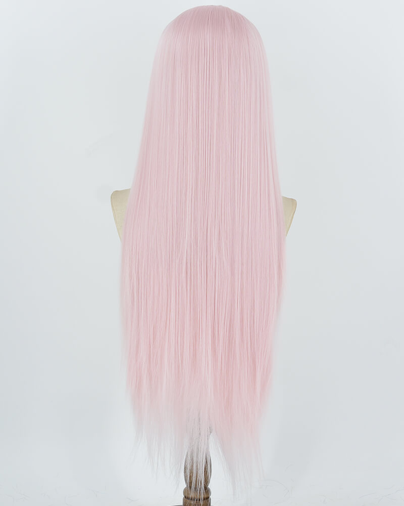 Pink Long Straight Synthetic Lace Front Wig WW1078