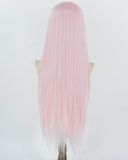 Pink Long Straight Synthetic Lace Front Wig WW1078