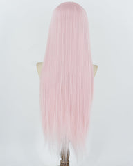 Pink Long Straight Synthetic Lace Front Wig WW1078