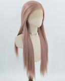 Dusty Pink Long Straight Synthetic Lace Front Wig WW993