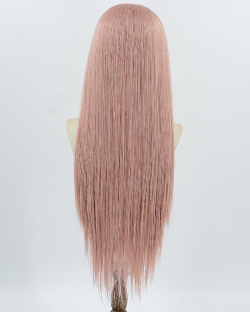 Pink Long Straight Synthetic Lace Front Wig WW990