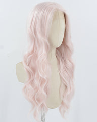 Pink Long Wavy Synthetic Lace Front Wig WW942