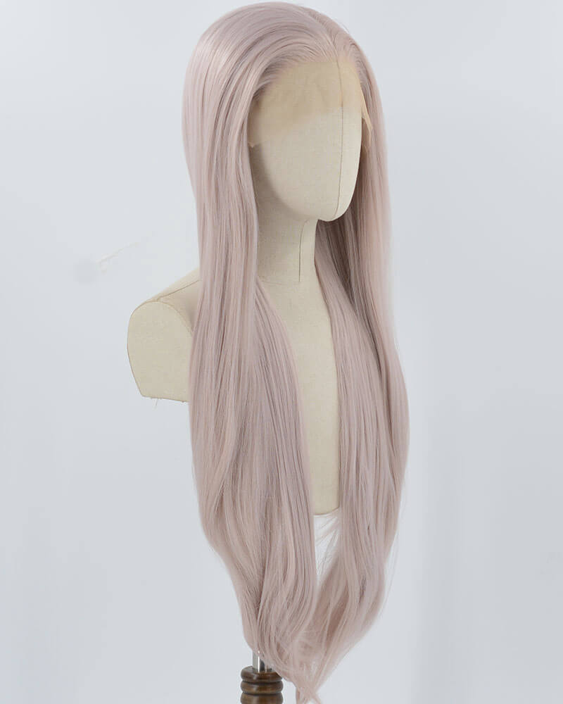 Long Pink Synthetic Lace Front Wig WW847