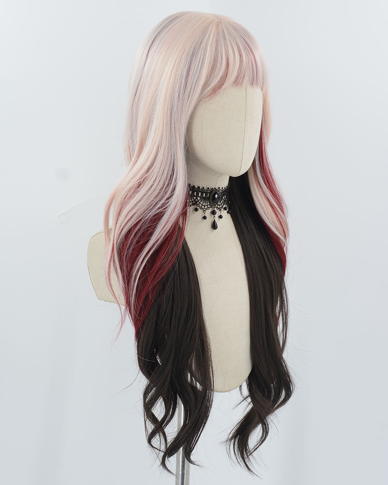 Pink Red Brown Synthetic Wig HW736