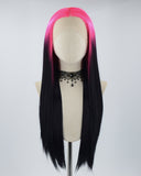 Hot Pink Ombre Black Straight Synthetic Lace Front Wig WW535