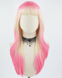 Pink Ombre Blonde Synthetic Wig HW399
