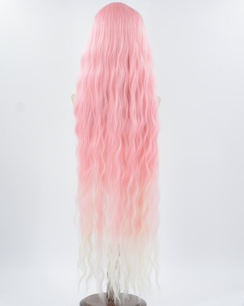 40Inch Long Pink Ombre Curly Synthetic Wig HW514