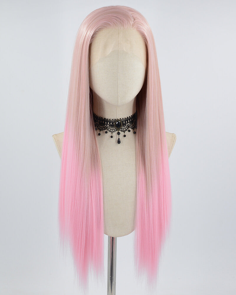 Ombre Pink Straight Synthetic Lace Front Wig WW659