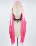 Pink Ombre Long Straight Synthetic Lace Front Wig WW677