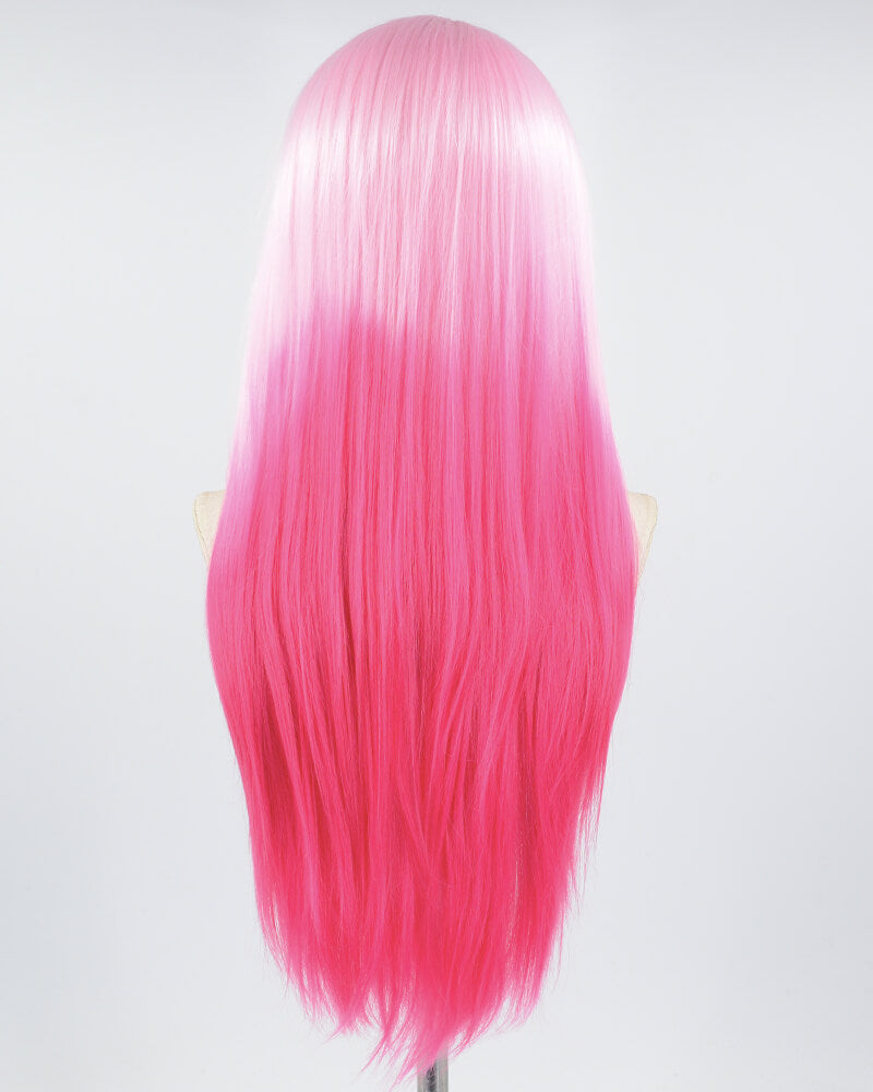 Pink Ombre Long Straight Synthetic Lace Front Wig WW677