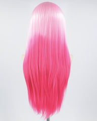 Pink Ombre Long Straight Synthetic Lace Front Wig WW677