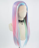 Pink Rainbow Long Straight Synthetic Lace Front Wig WW567