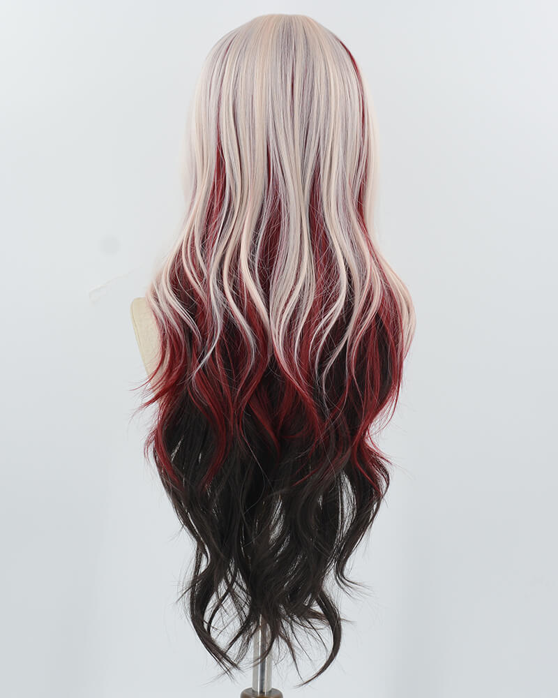 Pink Red Brown Synthetic Wig HW736