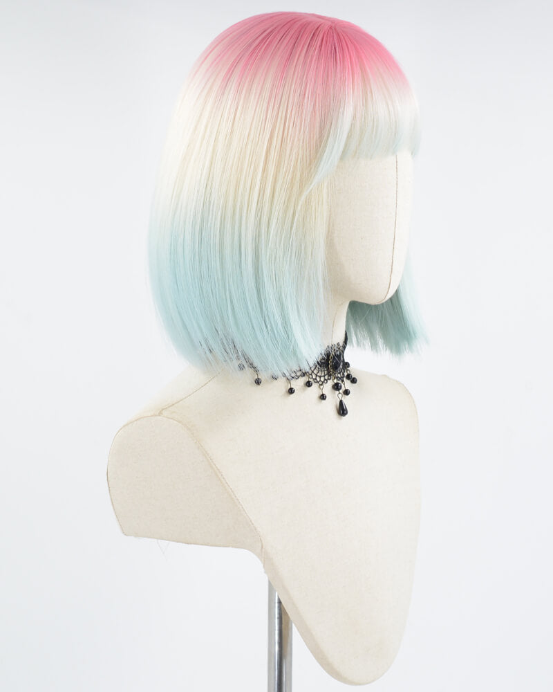 Pink Blonde Blue Short Bob Synthetic Wig HW455