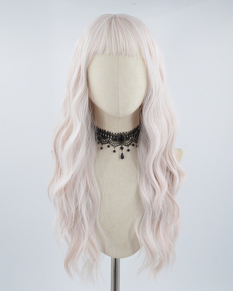White Pink Grey Synthetic Wig HW237