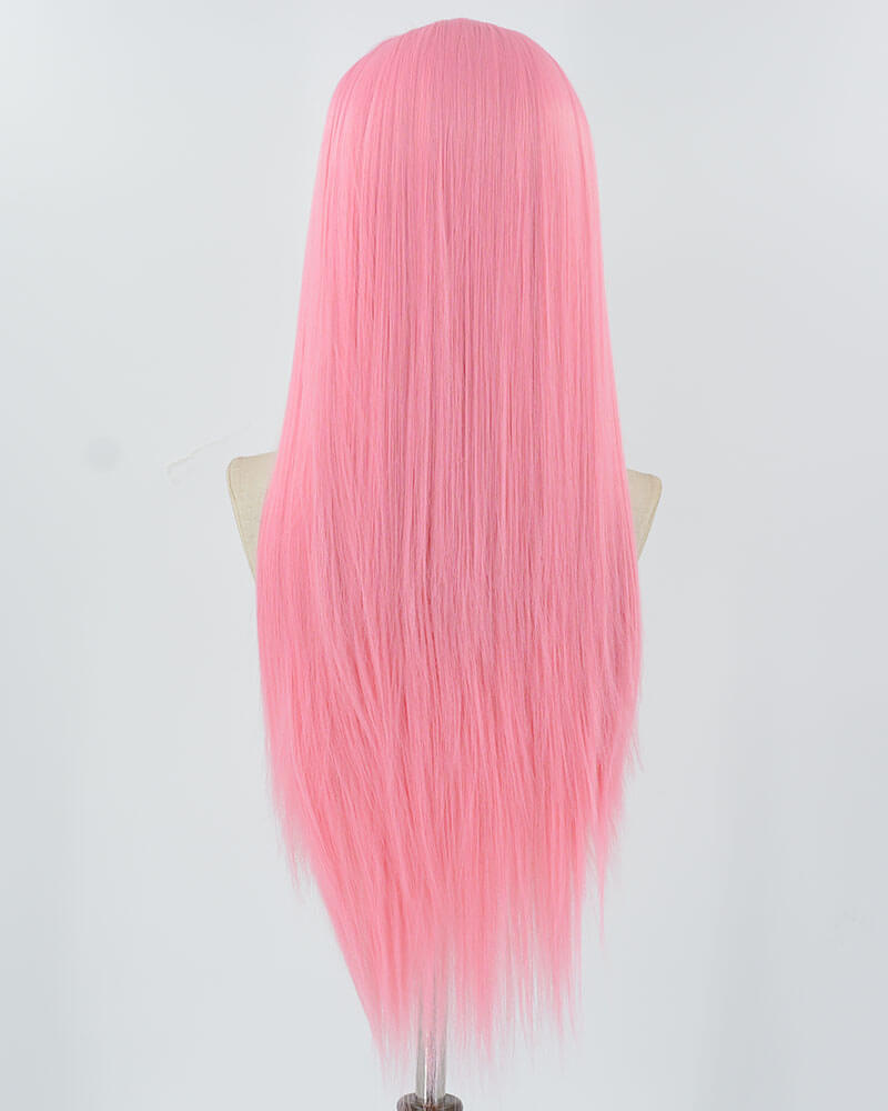 Pink Straight Synthetic Lace Front Wig WW863