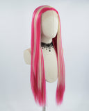 Pink Streaked Blonde Synthetic Lace Front Wig WW522