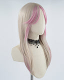 Pink Silver Grey Long Synthetic Wig HW279