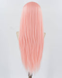 Long Pink Straight Synthetic Lace Front Wig WW478
