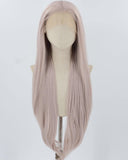 Long Pink Synthetic Lace Front Wig WW847