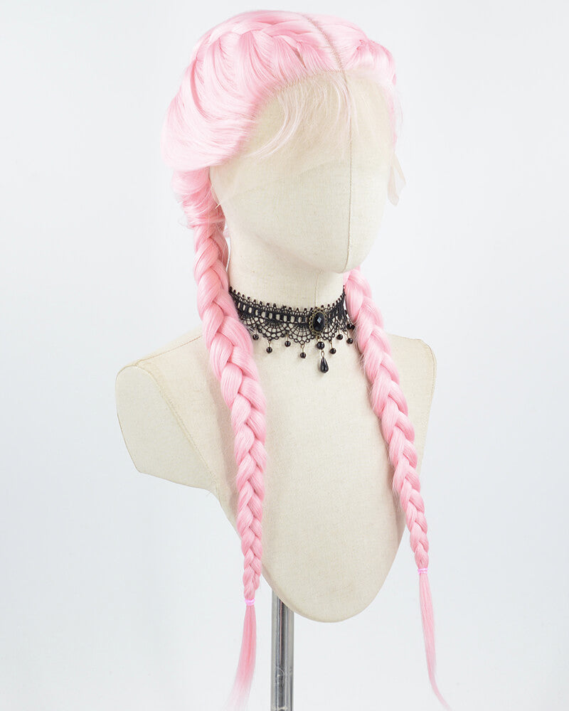 Pink Braid Synthetic Lace Front Wig WW680