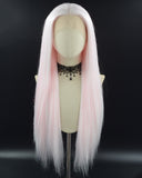 Light Pink Tinsel Synthetic Lace Front Wig WW682