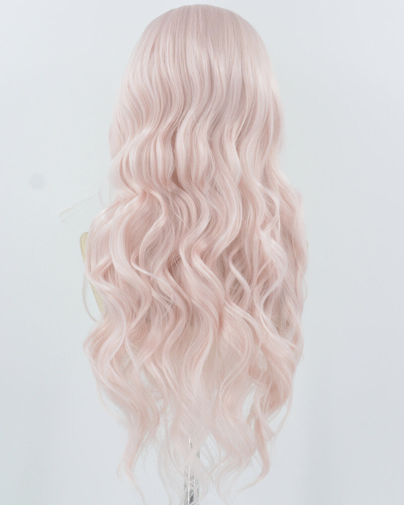Pink Long Wavy Synthetic Lace Front Wig WW942