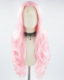 Pink Wavy Synthetic Lace Front Wig WT044