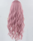 Long Pink Wavy Synthetic Wig HW578
