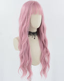 Long Pink Wavy Synthetic Wig HW578