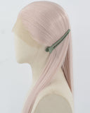 Ash Pink Long Straight Synthetic Lace Front Wig WW814