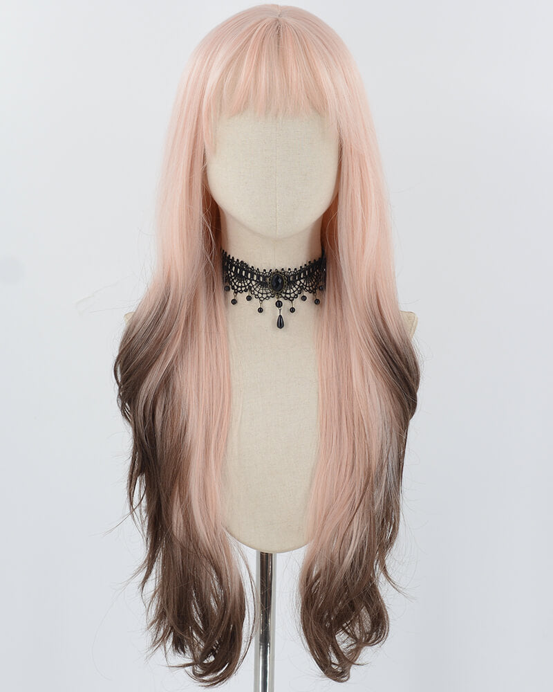 Pink Ombre Brown Synthetic Wig HW590