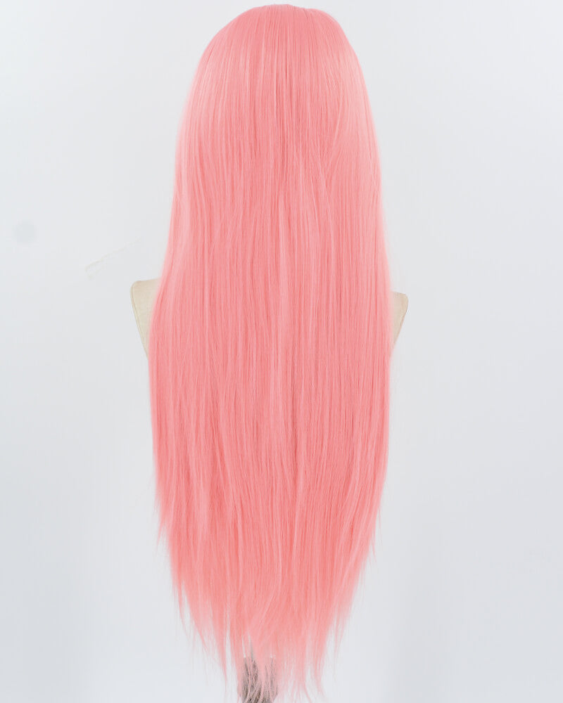 Pink Long Straight Synthetic Lace Front Wig WW937