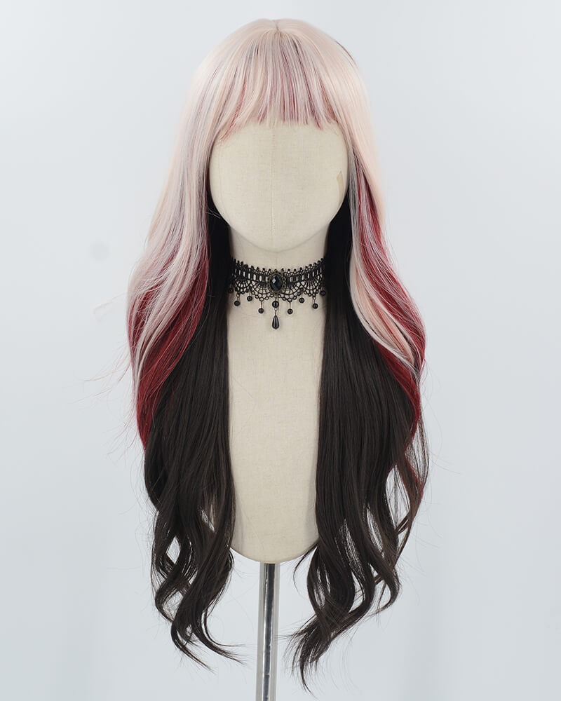 Pink Red Brown Synthetic Wig HW736